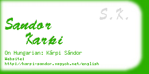 sandor karpi business card